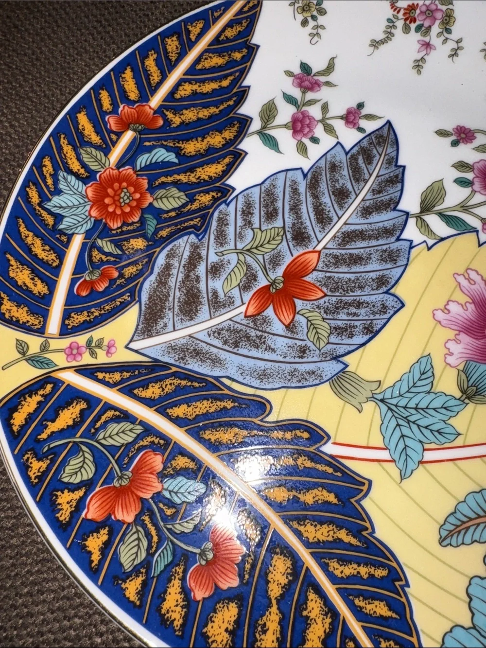 Vint Tobacco Leaf Decorative Floral Serving Platter FINE CHINA 25 each